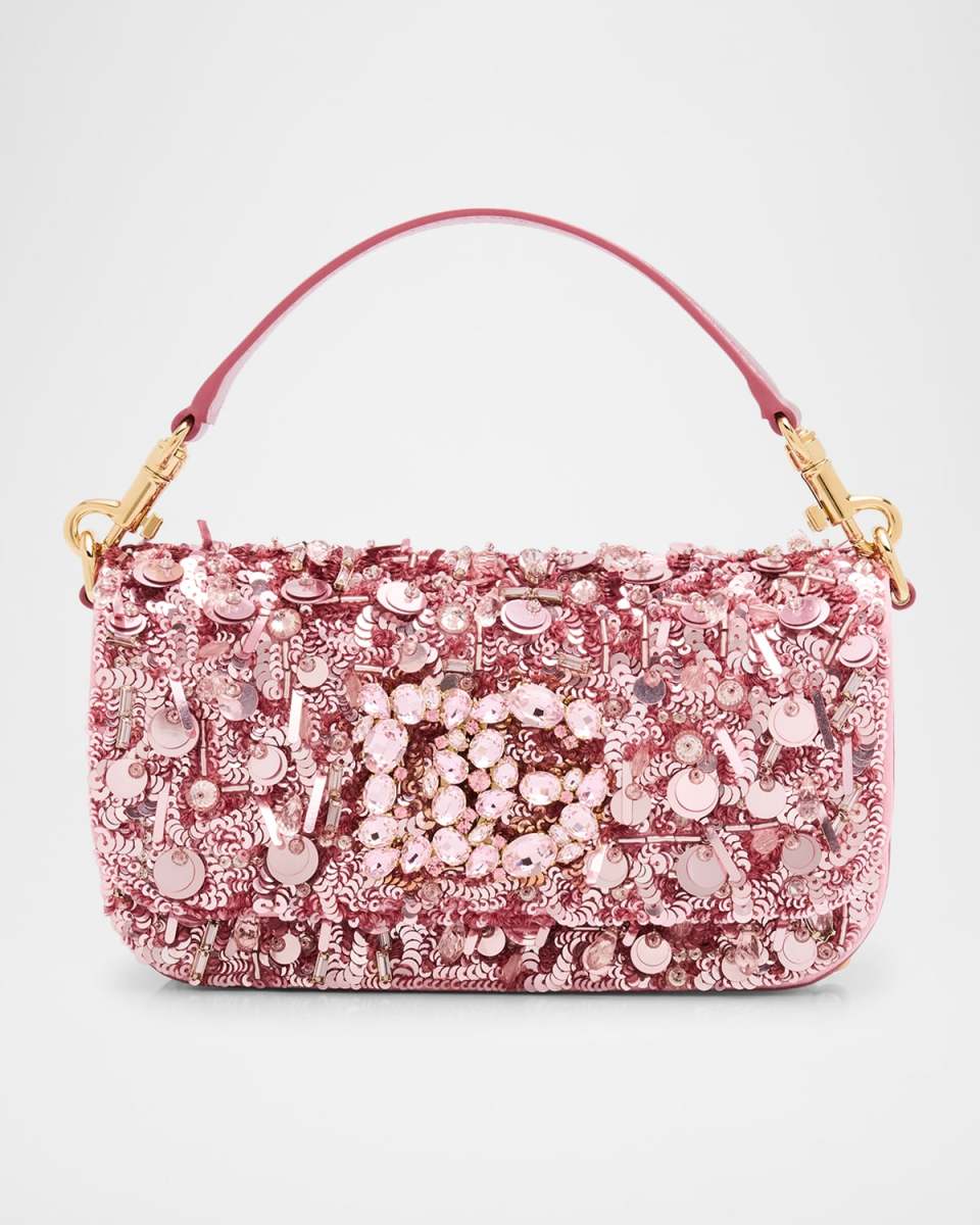 Sequined Flap Top-Handle Bag